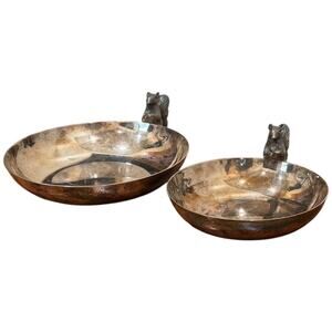 Vintage Reed and Barton 593 & 693 Silver-Plate Squirrel Nut Dish Set